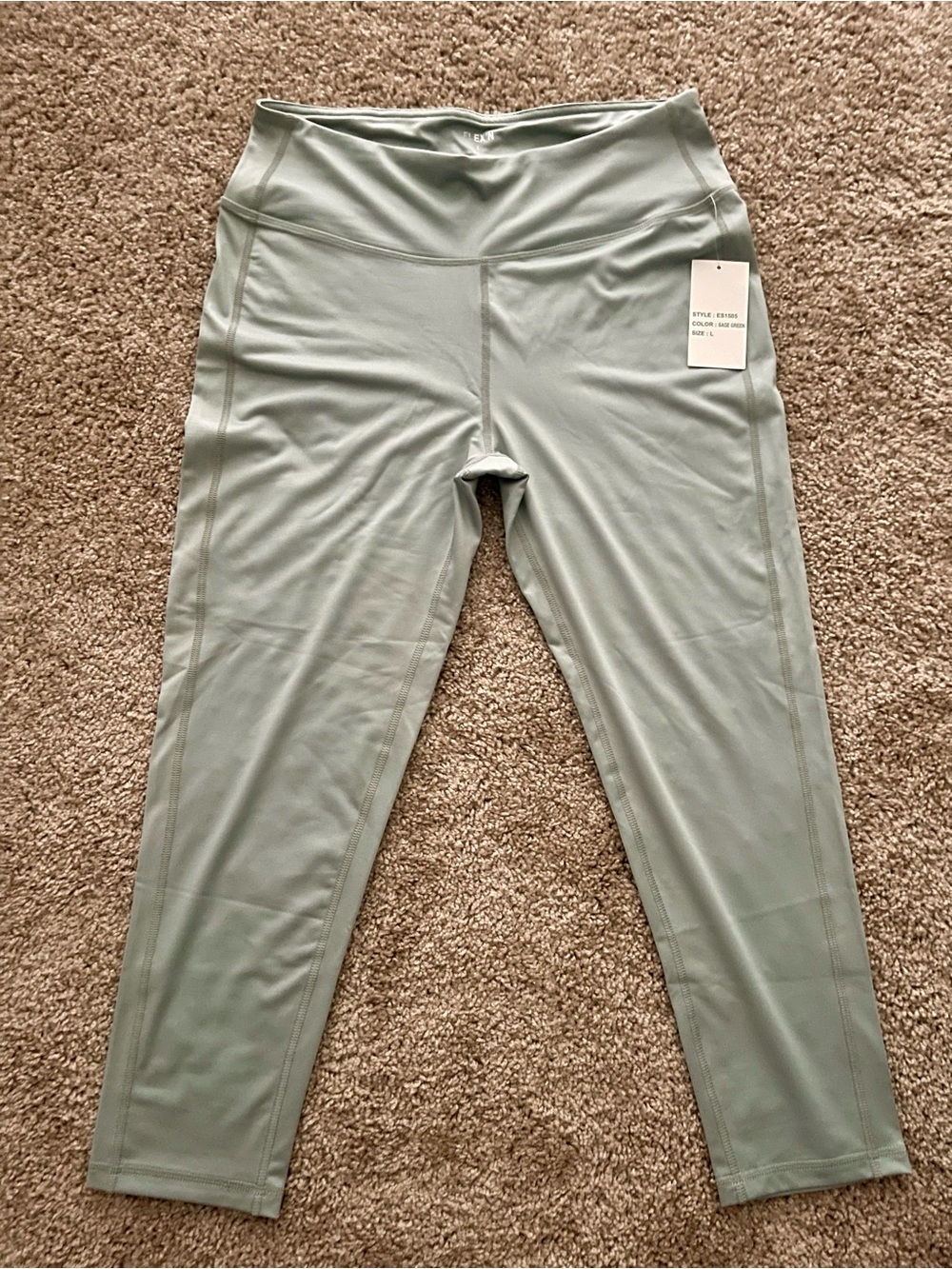 Women’s High-Waist Seamless Active Leggings Sage Green Size L